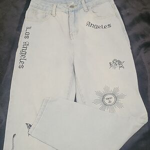 ROMWE Los Angeles Print Jeans, Size 4